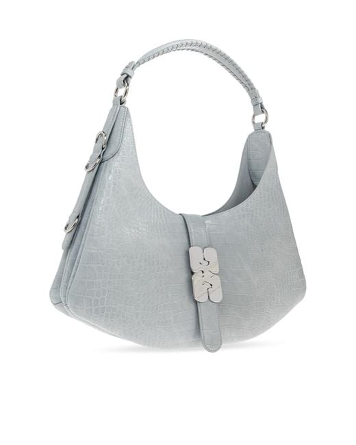 Ganni Gray Leather Tote Bag