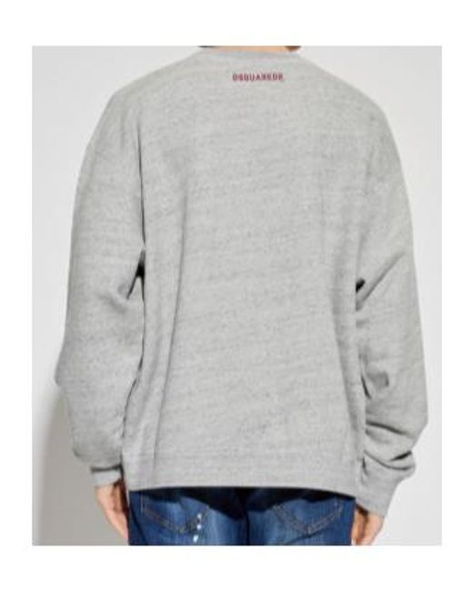DSquared² Gray Logo Embroidered Crewneck Sweatshirt for men