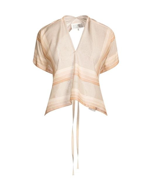MM6 by Maison Margiela Natural Shortsleeve Vneck Top