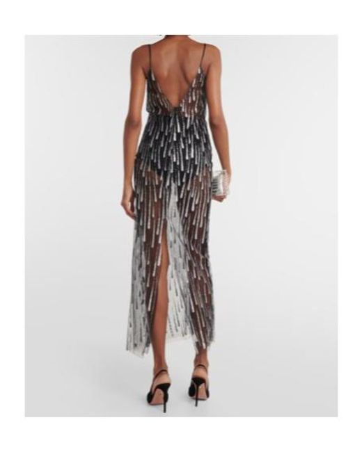 Rodarte Gray Embellished Semi-Sheer Maxi Dress