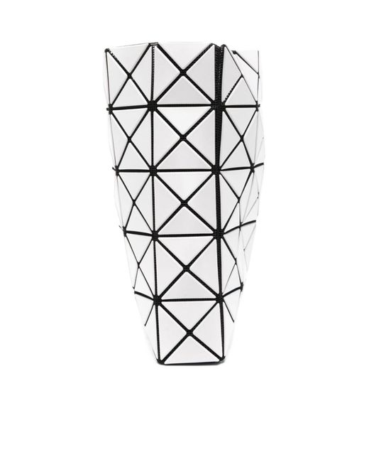 Issey Miyake Gray Geometric Pattern Top Handle Bag