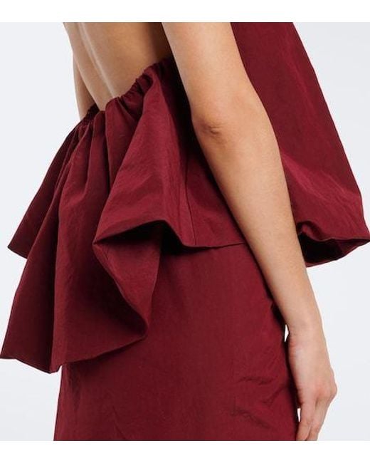 Magda Butrym Red Cotton And Silk Velvet Halterneck Top