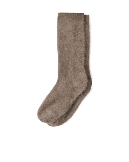 Lisa Yang Brown Brushed-Cashmere Socks