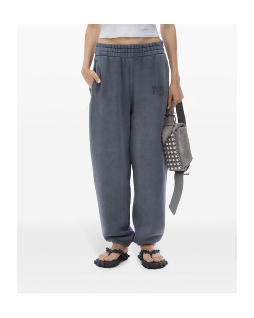 Alexander Wang Blue Essential Terry Ribbed Hem Joggers