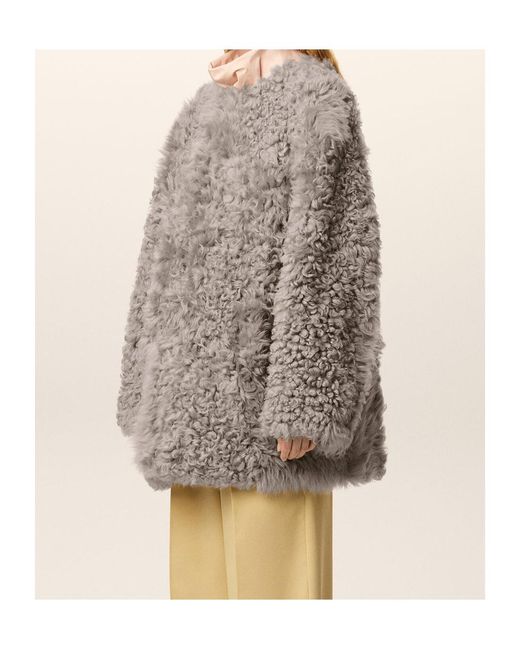 AMI Gray Shearling Short Coat