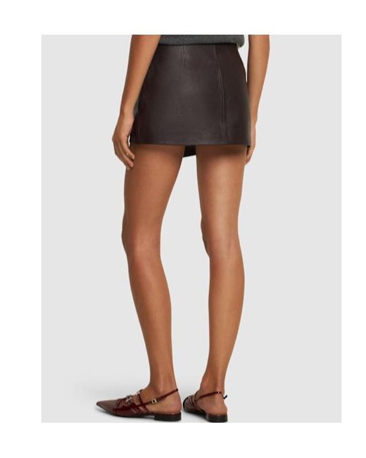 Frankie Shop Brown Cleo Leather Mini Wrap Skirt