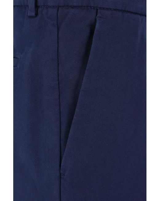 Brunello Cucinelli Blue Leisure-Fit Pleated Gabardine Trousers for men