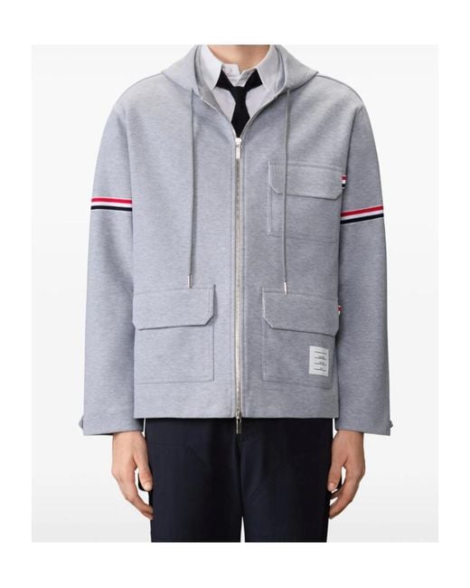 Thom Browne Gray Double Face Tech Twill Oversized Armband Parka for men
