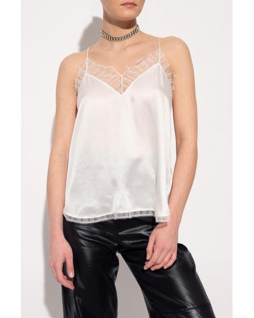 IRO White Glistening Lace-Embellished Top