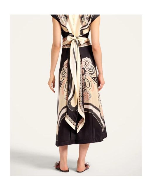 LaDoubleJ Black Floral-Print Midi Skirt