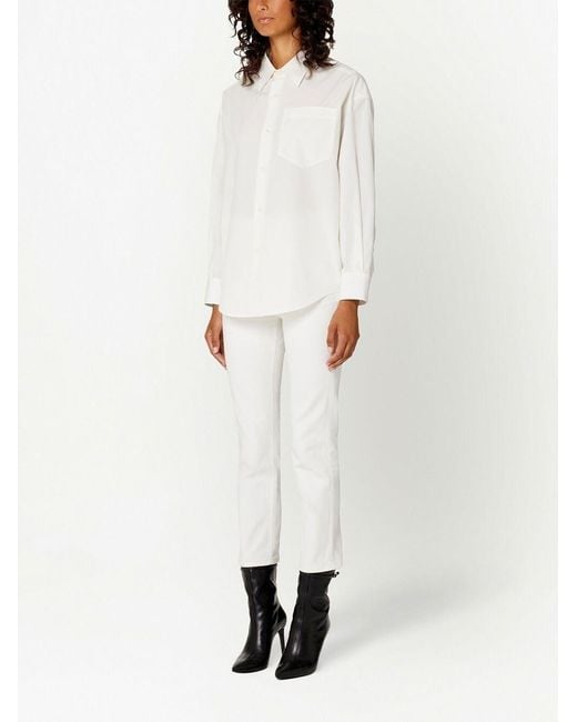 AMI White Ami Buttoned Long-Sleeved Shirt for men