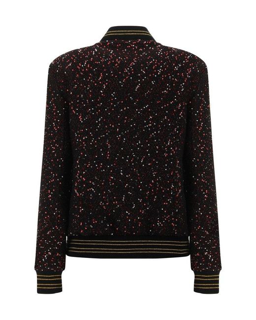 Saint Laurent Black Sequinned Bomber Jacket