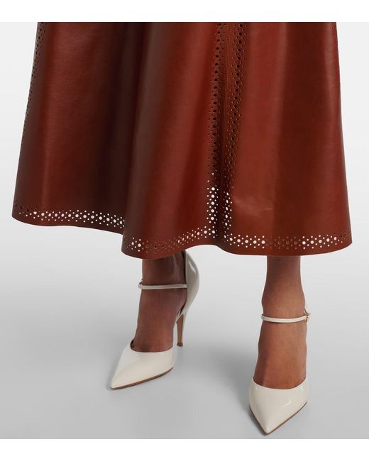 Ulla Johnson Brown Aninda Leather Midi Skirt