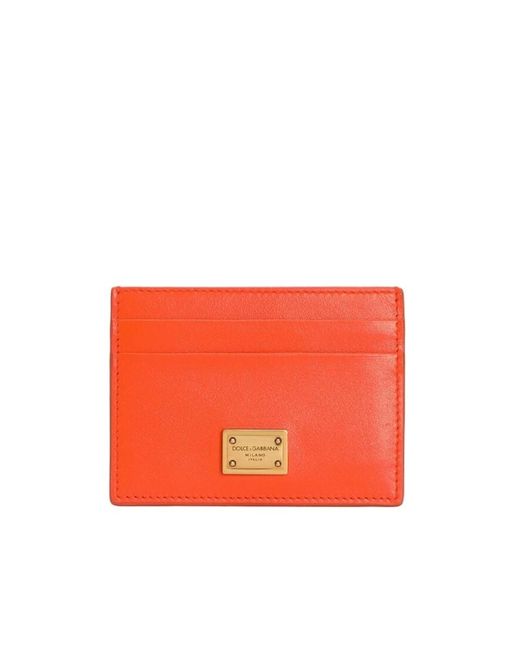 Dolce & Gabbana Orange Logo Plaque Card Holder