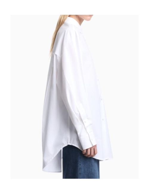 Emporio Armani White Cotton Poplin Shirt With A Pointed Collar And Long Sleeves