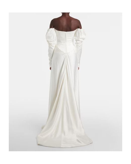 Vivienne Westwood White Bridal Ember Off-Shoulder Satin Corset Gown
