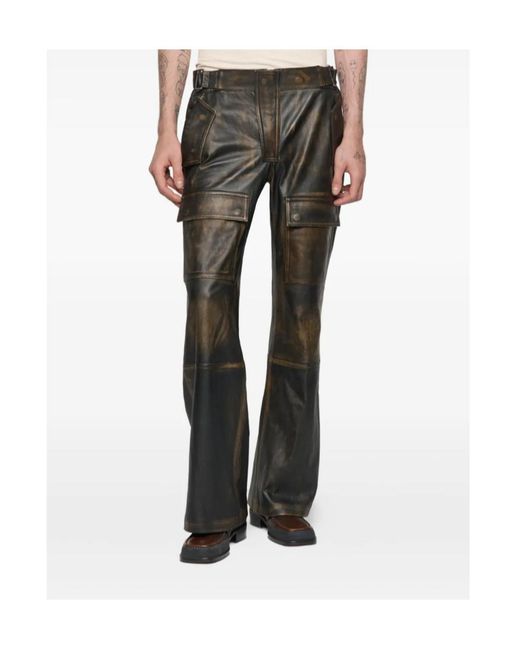 M I S B H V Black Vintage Leather Moto Pants