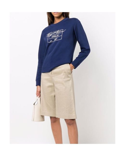 Emporio Armani Blue Signature Logo-Print Long-Sleeve Sweatshirt