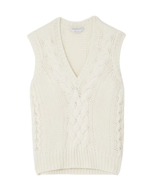 Gabriela Hearst White Cable Knit Vest