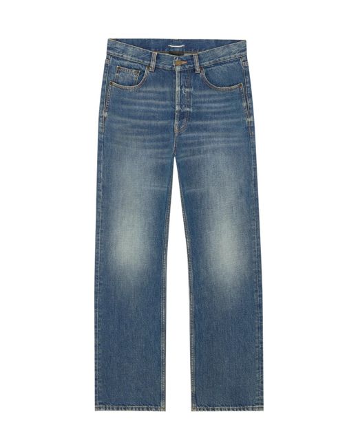 Saint Laurent Blue Loose Straight Mid-Rise Jeans for men