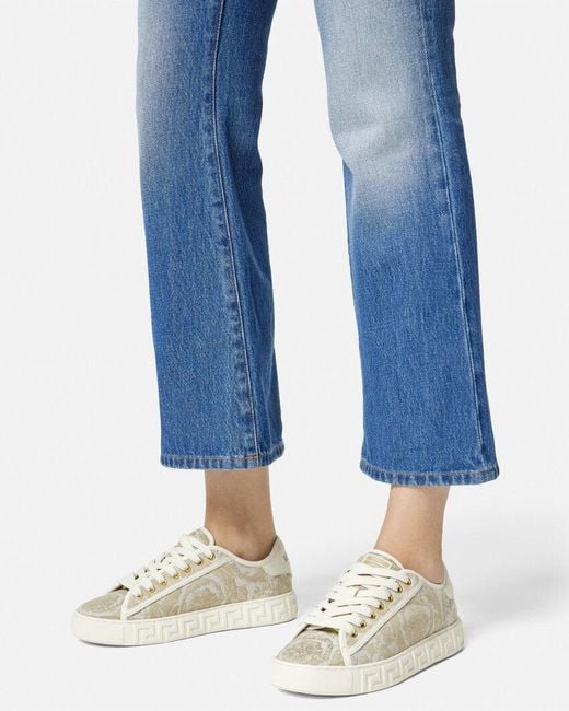 Versace Natural Barocco Greca Lace-Up Sneakers