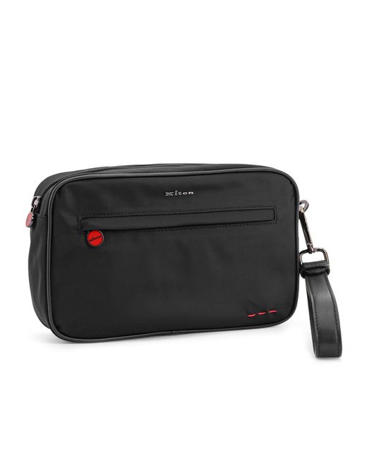Kiton Black Ciro Logo Plaque Clutch Bag for men