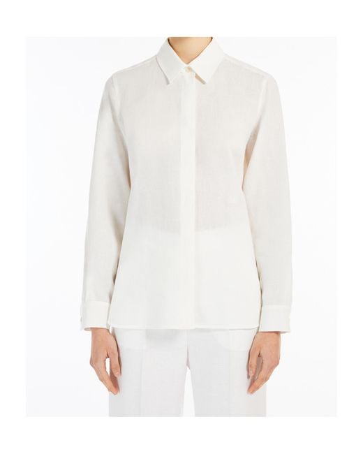 Max Mara White Collared Long-Sleeve Shirt
