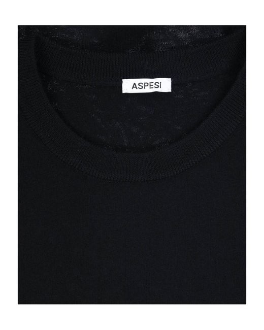 Aspesi Black Lightweight Crew-Neck Knit Top