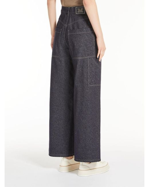 Max Mara Black Logo Patch Wide-Leg Jeans