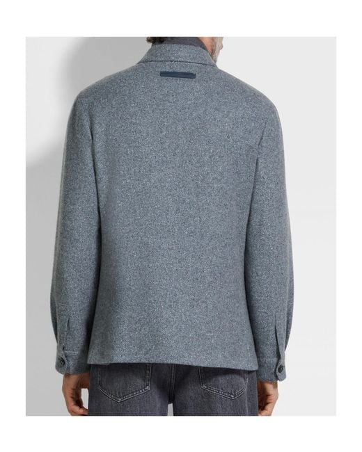 Zegna Blue Pocket Button Jacket for men