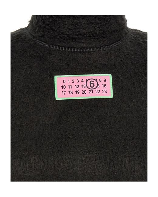 MM6 by Maison Margiela Black Turtleneck Fur-Effect Jumper