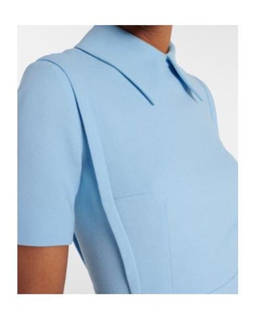 Emilia Wickstead Blue Valletta Wool Cocktail Dress
