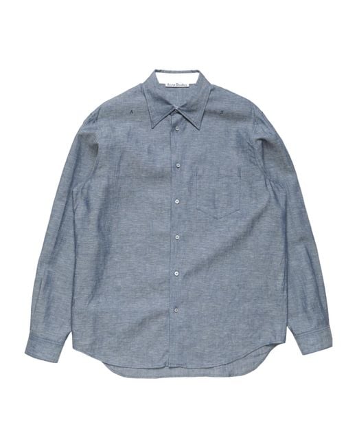 Acne Blue Chambray Button-Up Shirt for men