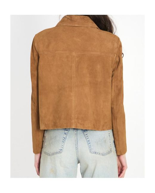 Arma Blue Lotus Cropped Suede Jacket