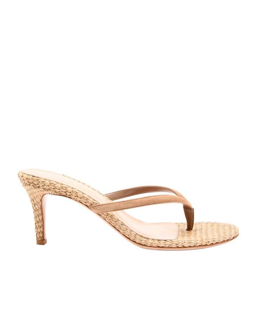 Gianvito Rossi Natural Calypso 70 Raffia Thong Mule
