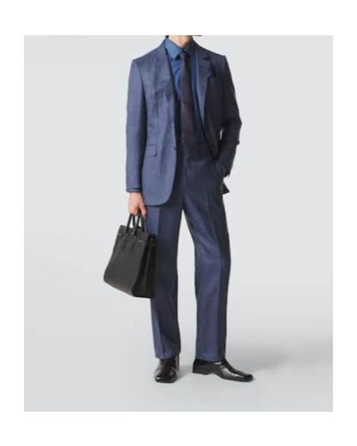 Gabriela Hearst Blue Wool, Silk, And Linen Suit Pants for men