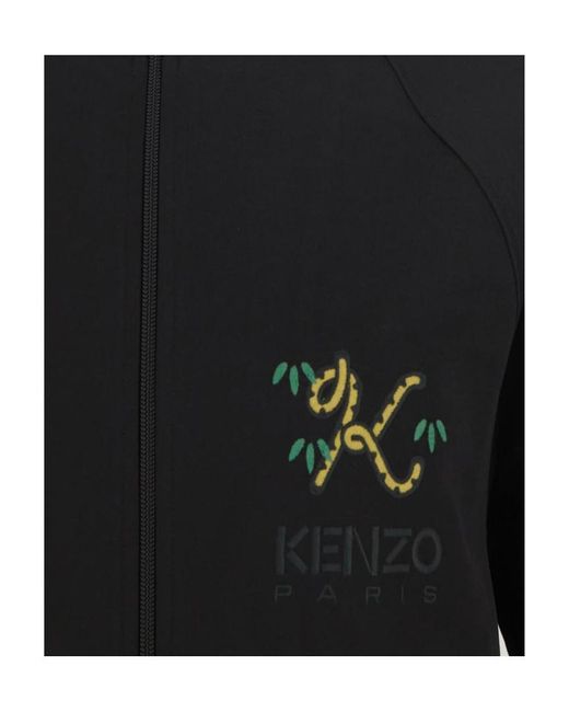KENZO Blue Tiger Tail K Logo Embroidered Track Jacket for men