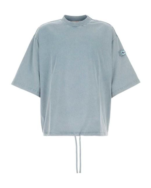 Marni Blue Oversized Drawstring T-Shirt for men