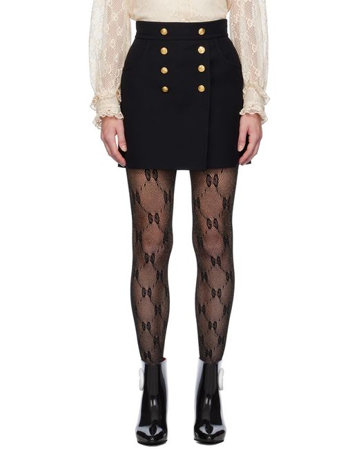 Gucci Black Logo Engraved Buttons Mini Skirt
