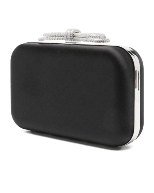 Mach & Mach Black Crystal-Embellished Bow Clutch