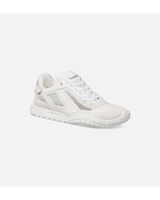Dior White Christian Tech Lace-Up Sneakers