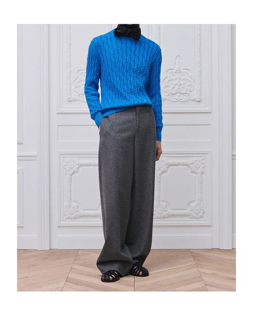 Dior Blue Cable-Knit Knitted Sweater for men