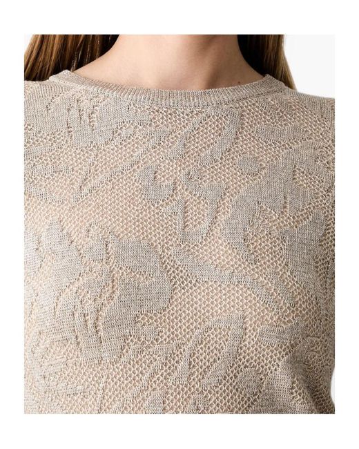 Liu Jo Gray Floral-Jacquard Crewneck Jumper