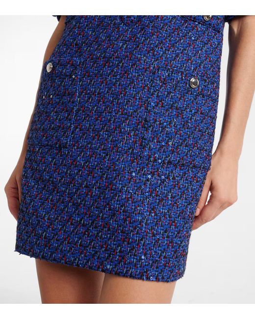 Alessandra Rich Blue Sequined Tweed Minidress