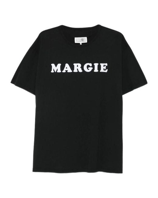 MM6 by Maison Margiela Black Logo-Detail T-Shirt for men