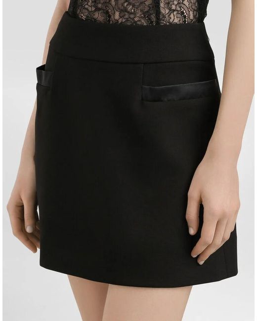 Dolce & Gabbana Black Basque Crepe Mini Skirt