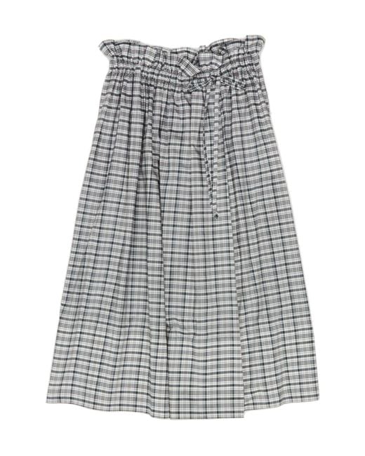 Jil Sander Gray Checked Ruched Skirt
