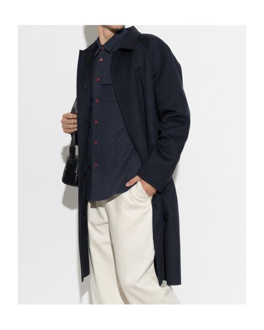 Kiton Blue Collared Long-Sleeved Coat for men