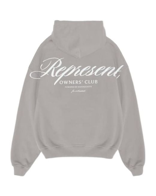 Represent Gray Owners Club Script Hoodie for men