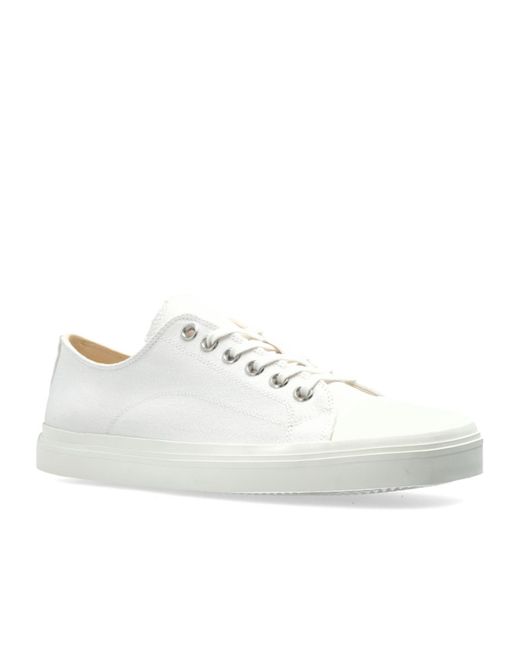 Moschino White Contrast-Stitched Lace-Up Sneakers for men